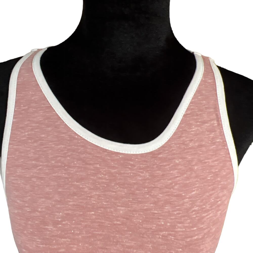 LAT Girls Racerback Tank Top Youth XL Pink Melange White Trim - Picture 5 of 10